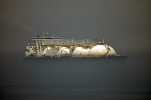 LNG carrier in dense fog