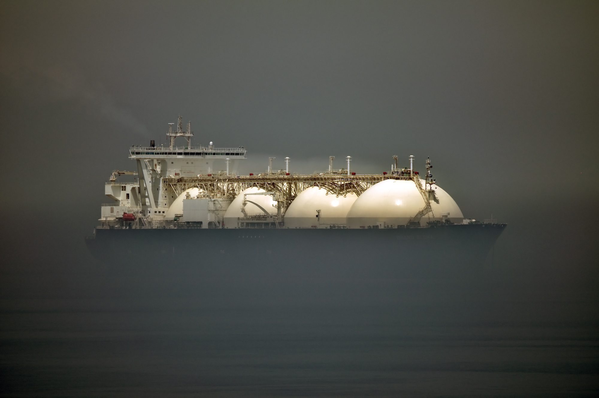 LNG carrier in dense fog