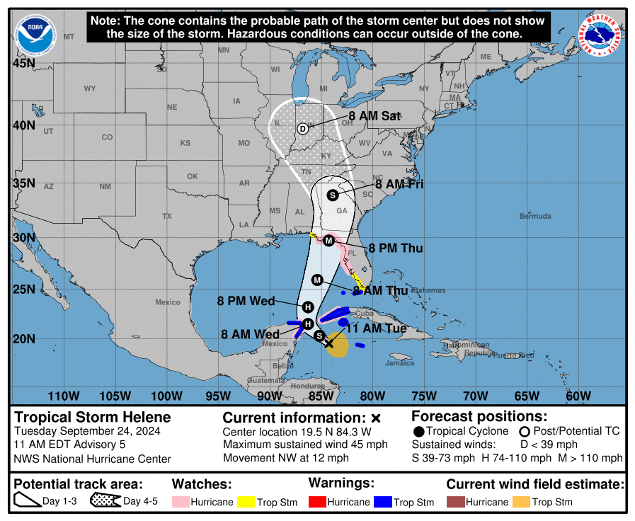 Hurricane Helene 5-day cone Sep 24