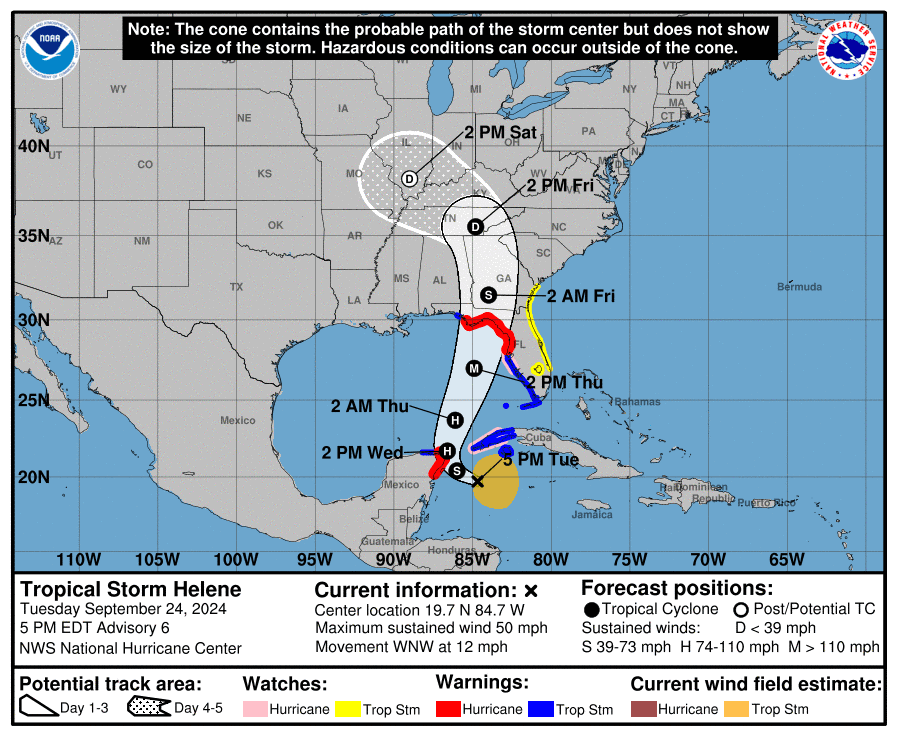 TS Helene 5-day cone Sep 24