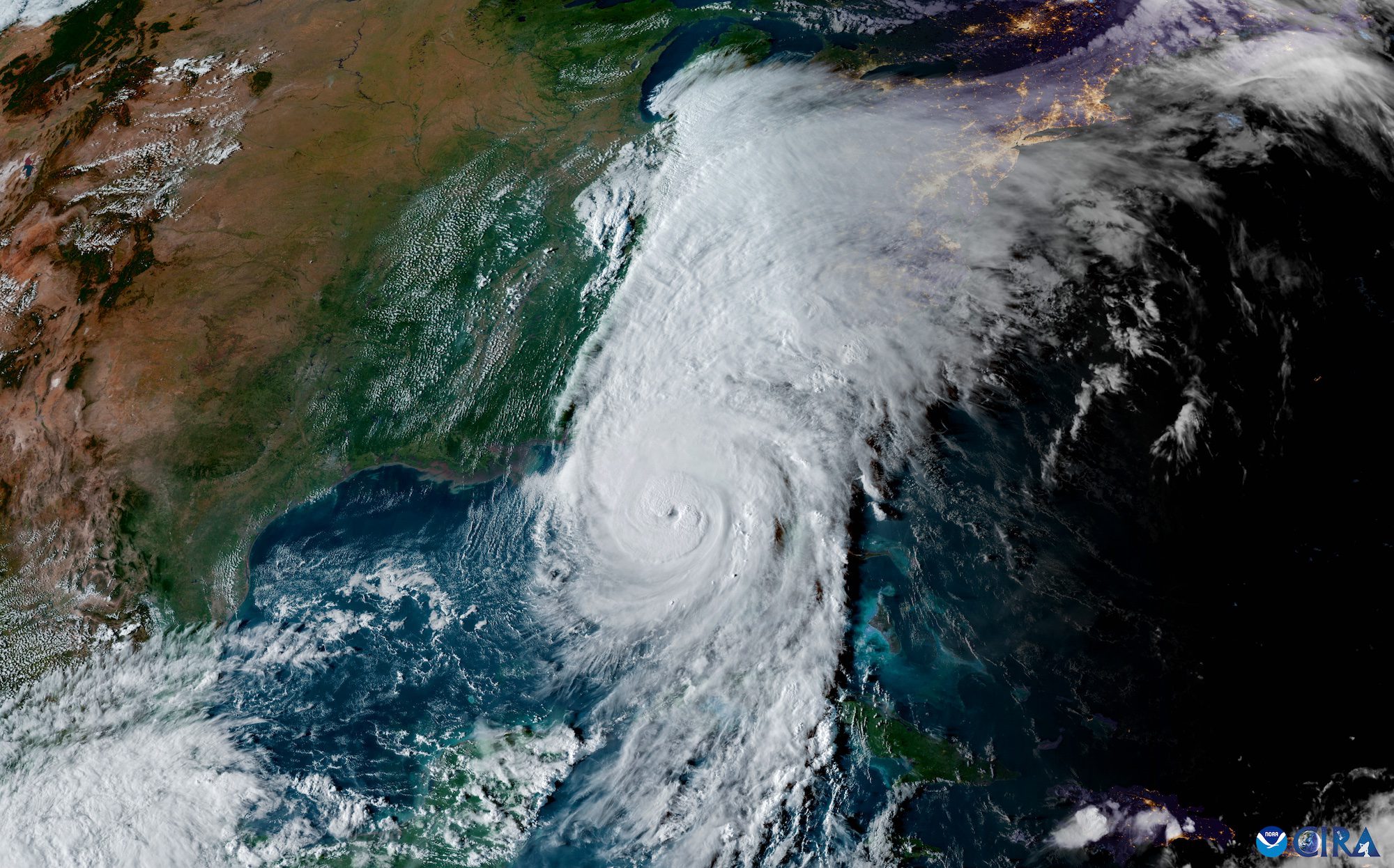 Sunlight fades on a powerful Hurricane Helene, September 26, 2024. Photo credit: CIRA