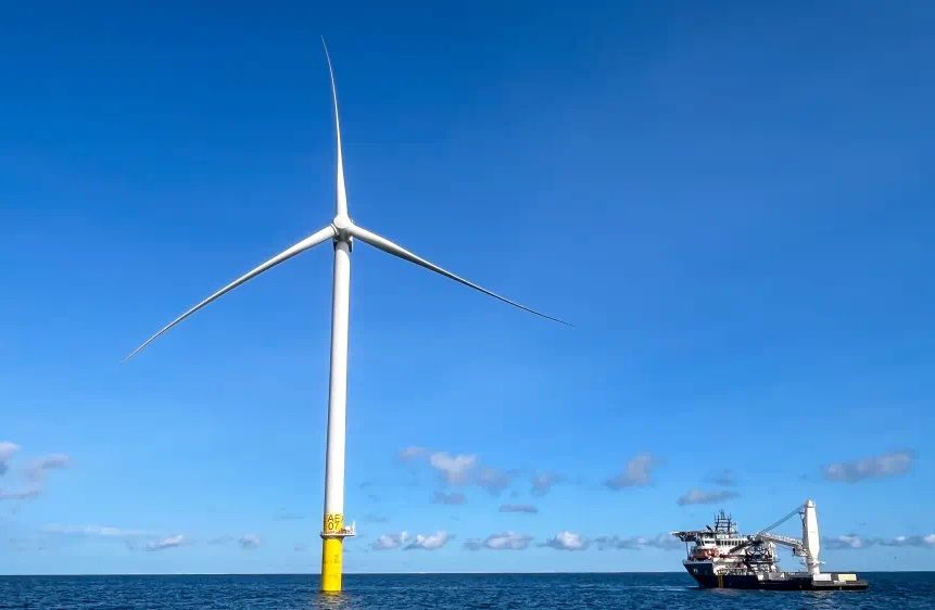 The first offshore wind turbine is installed at Revolution Wind