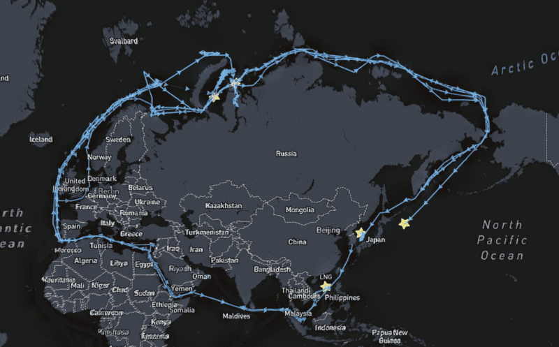 LNG shadow fleet tracks