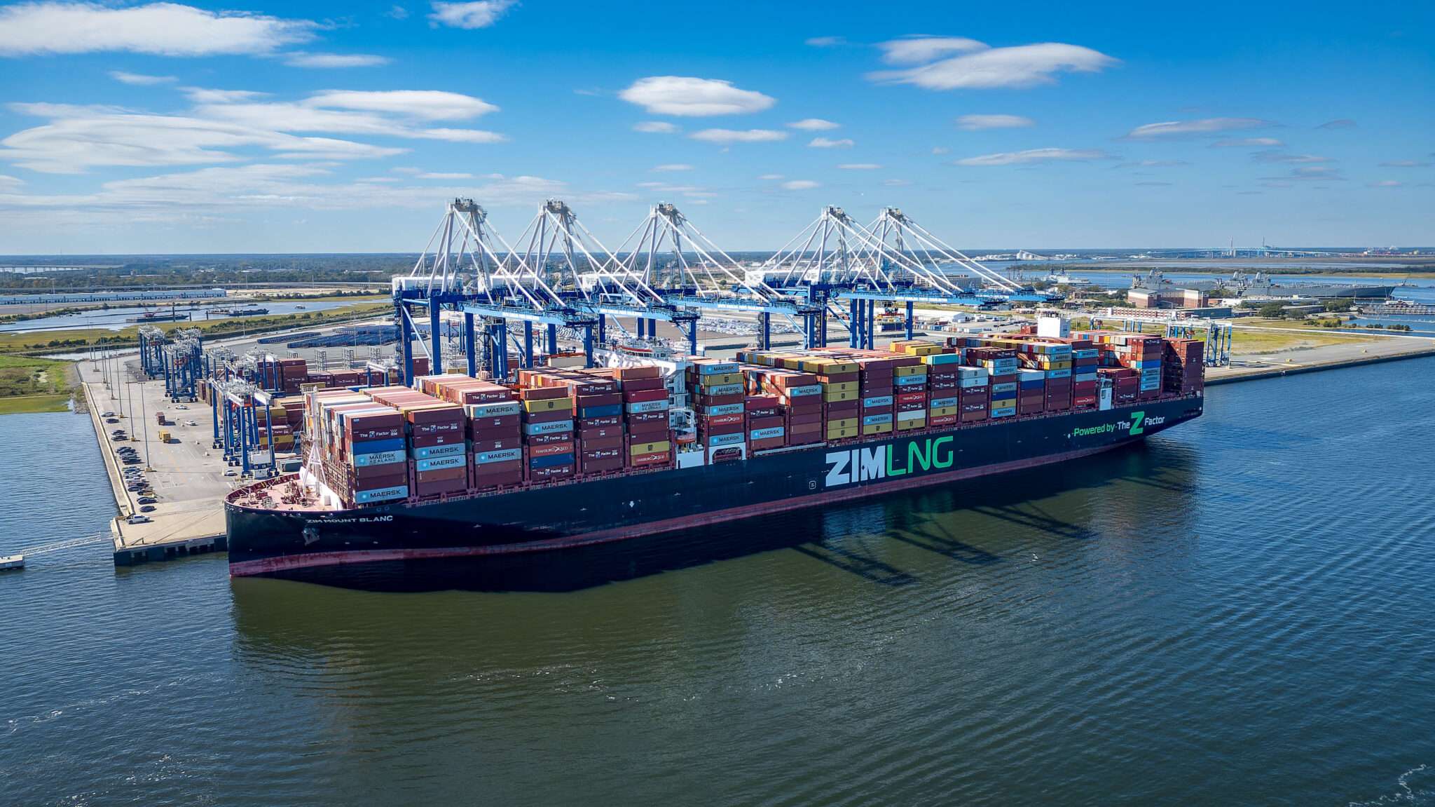 A ZIM containership at the Leatherman Terminal