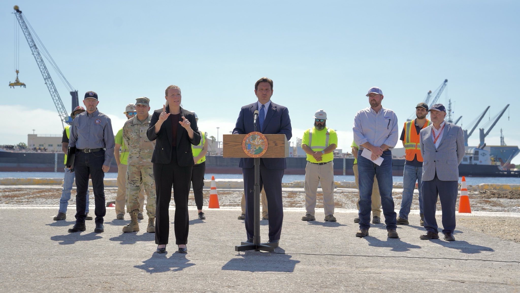 Governor Ron DeSantis delivers remarks at Seaport Manetee