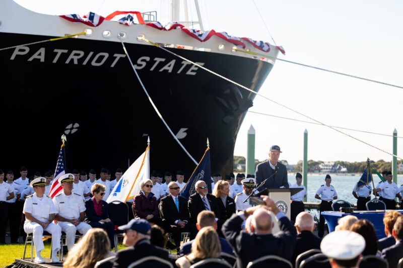 Congressman William Keating in front of the TS Patriot State