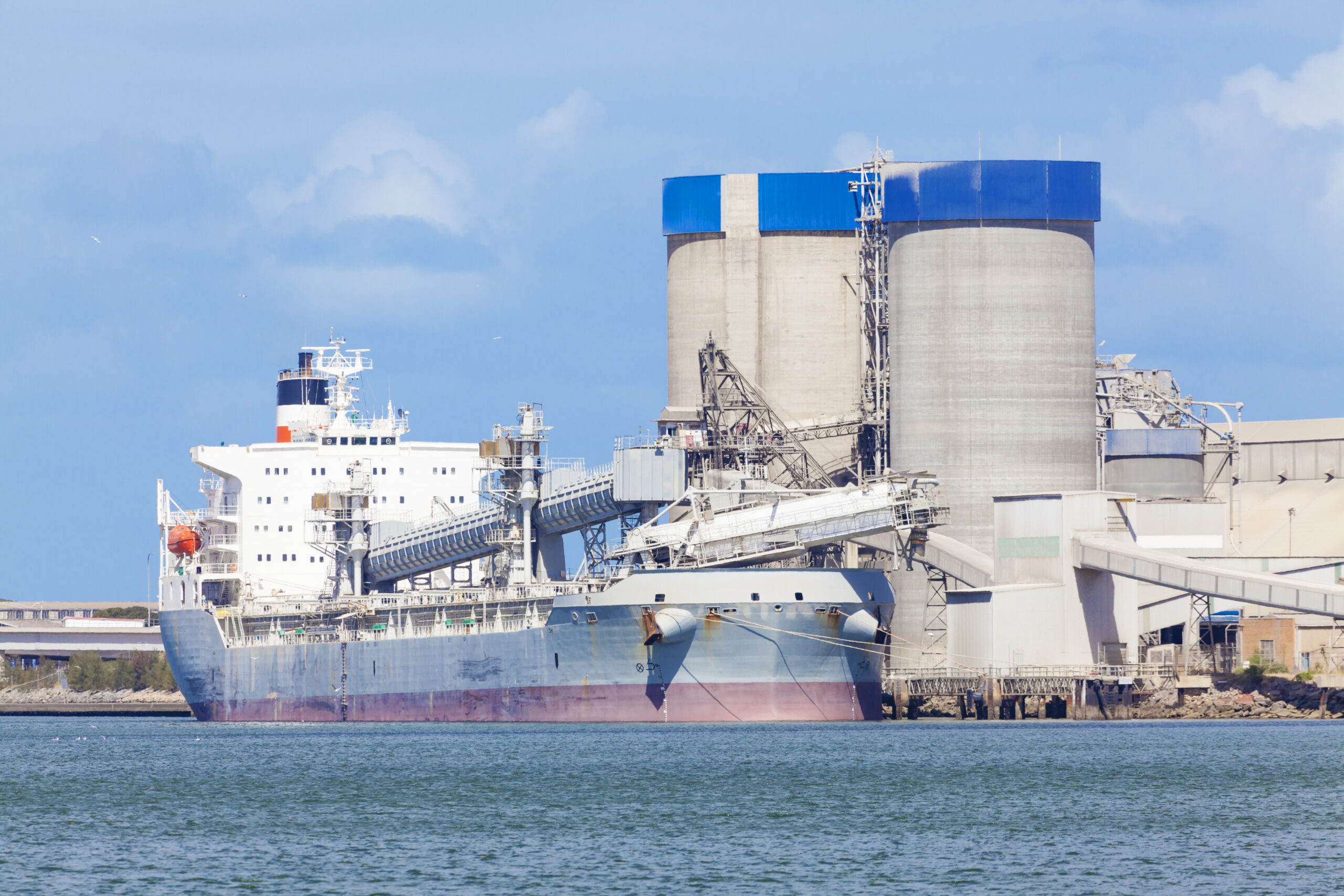 Cement carrier berthed at a terminal