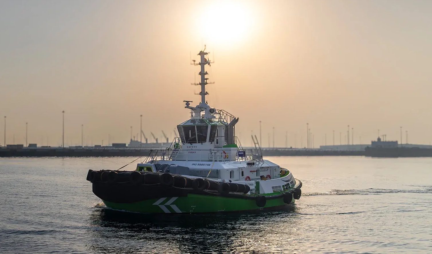 The tug Bu Tinah has set a Guinness World Record for the world's most-powerful electric tug