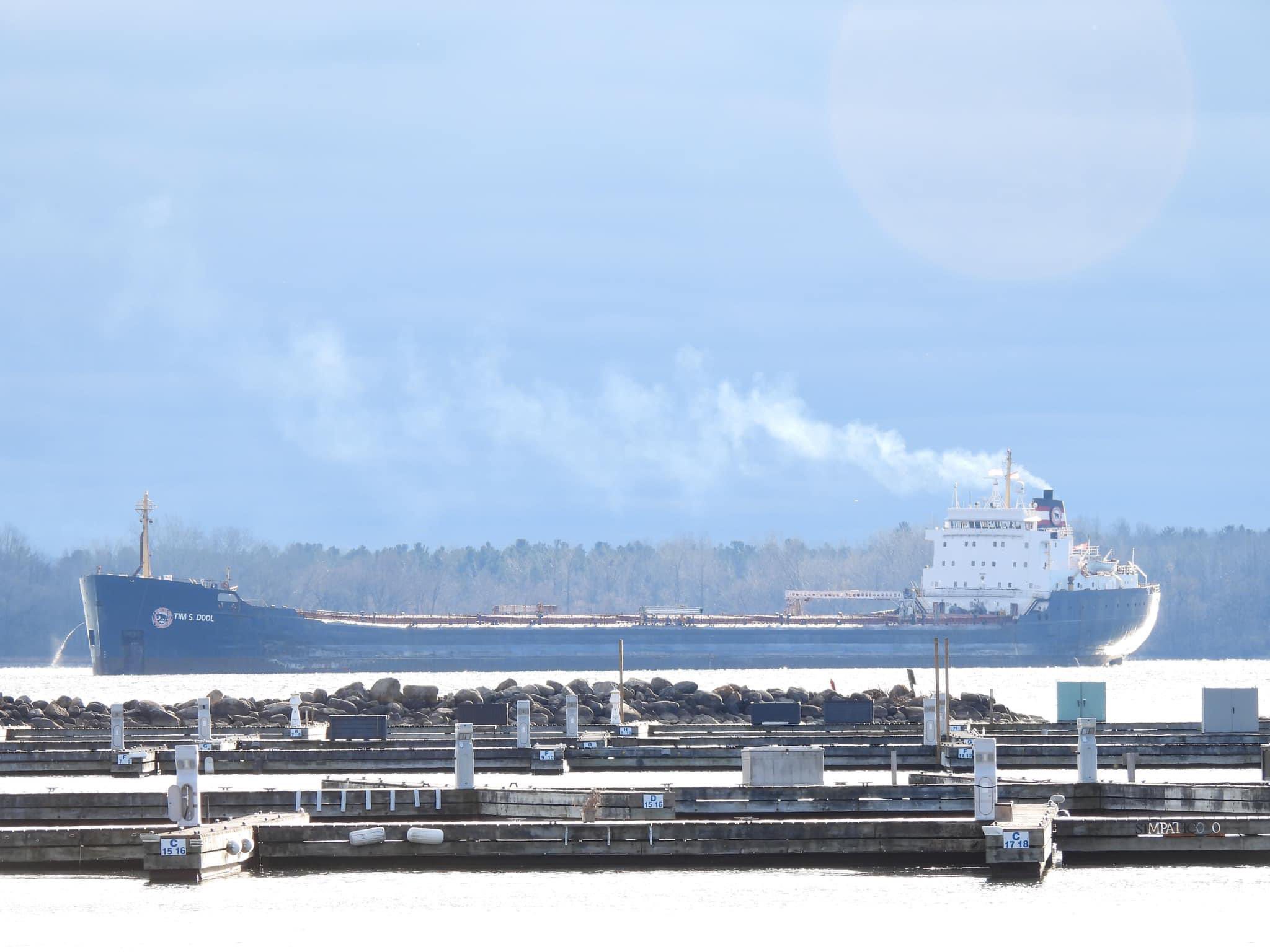 The Tim S. Dool pictured aground on the U.S. side of the St. Lawrence River