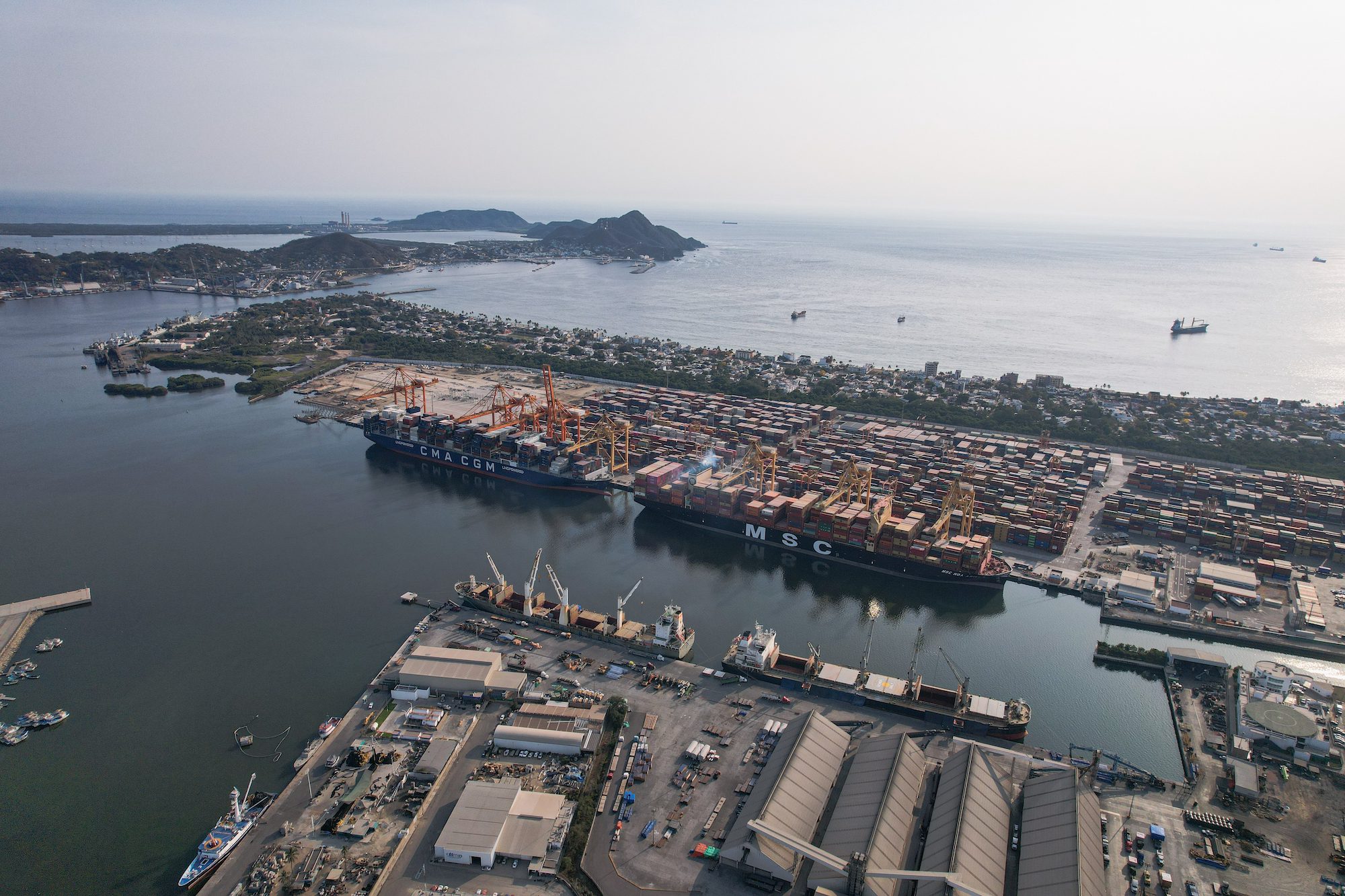 aerial view of the port of manzanillo