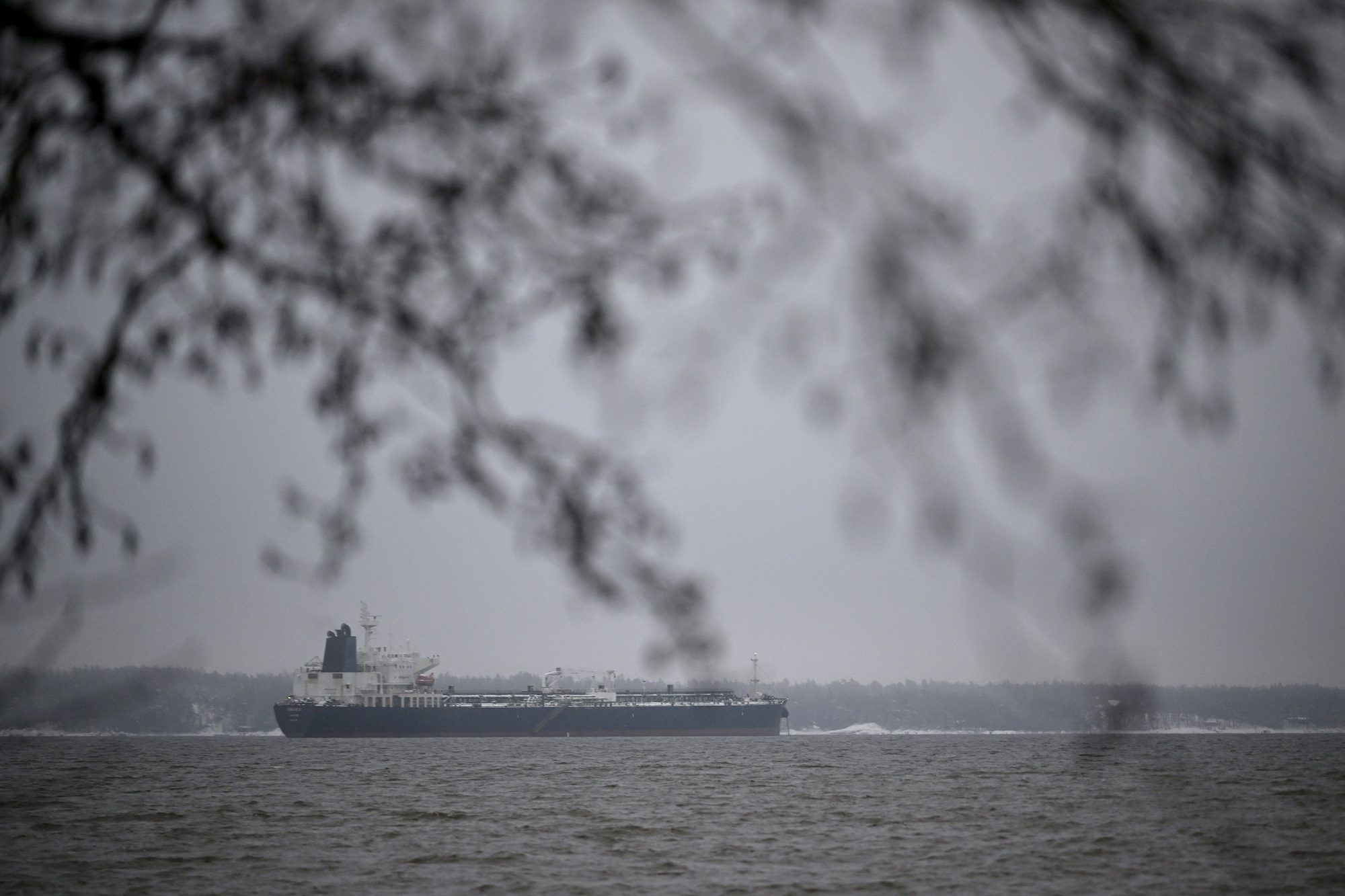 Suspected shadow fleetl tanker Eagle S anchored near the Kilpilahti port in Porvoo