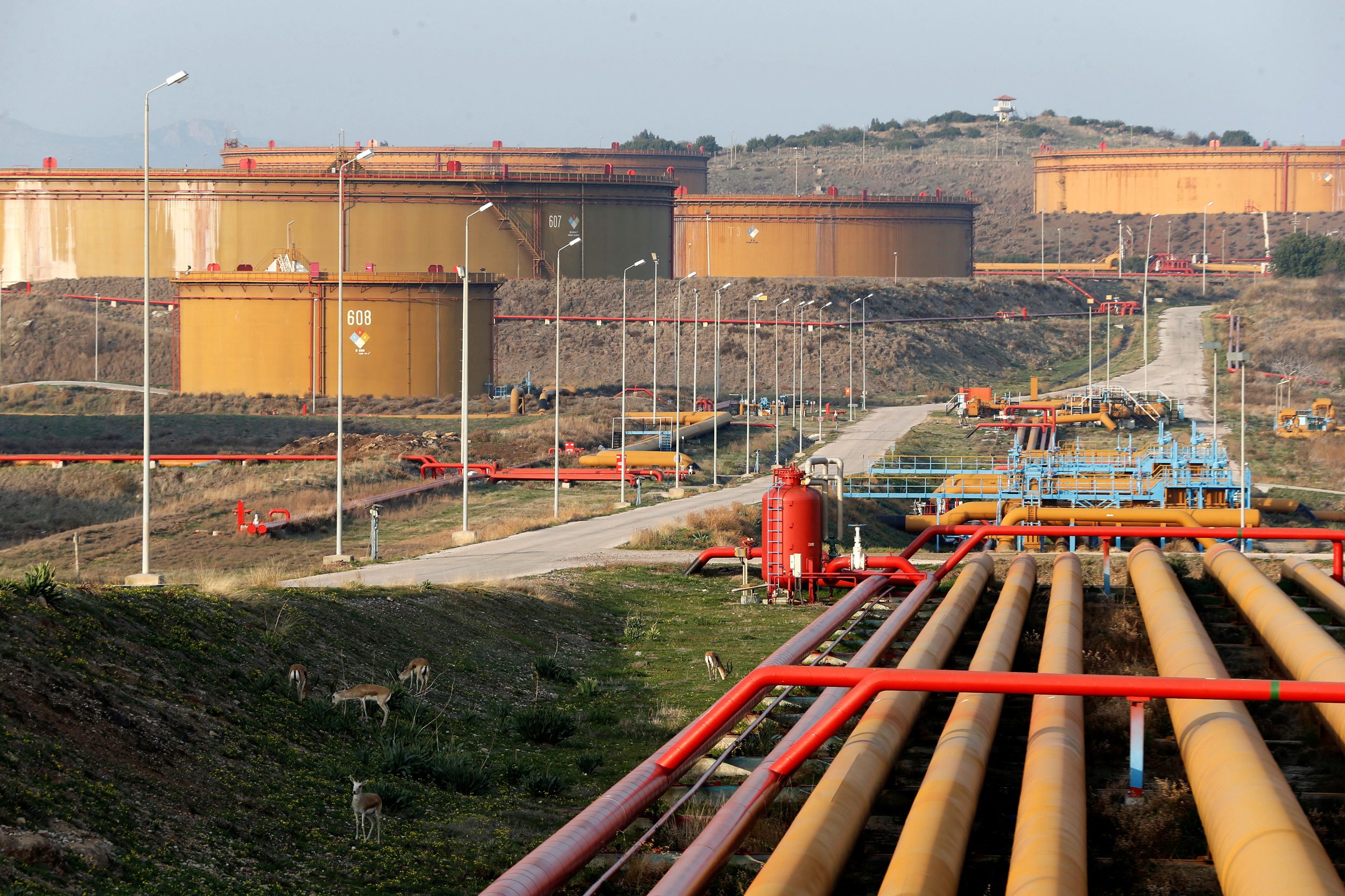 General view of oil tanks at Turkey's Mediterranean port of Ceyhan.