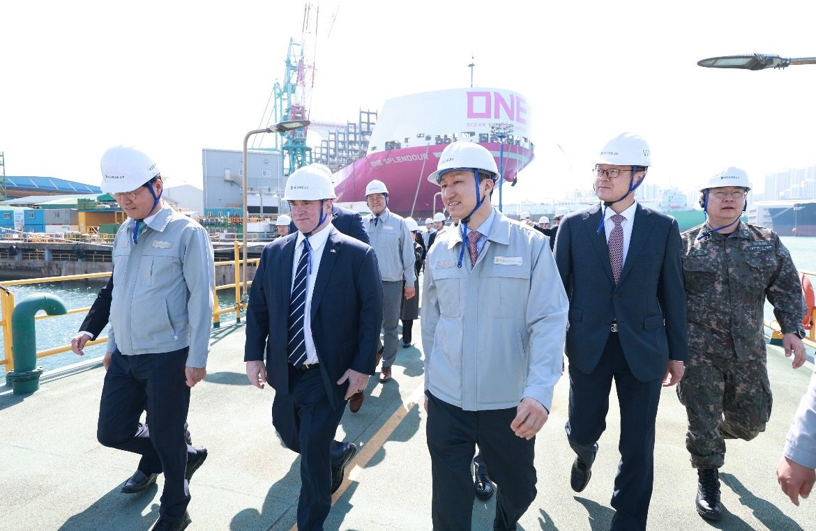 SECNAV John Phelan tours Hanwha Ocean shipyard in Korea