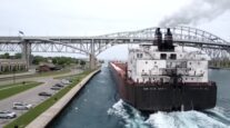 Watch: Great Lakes Bulk Carrier Has Near Miss with Seawall in St. Clair River