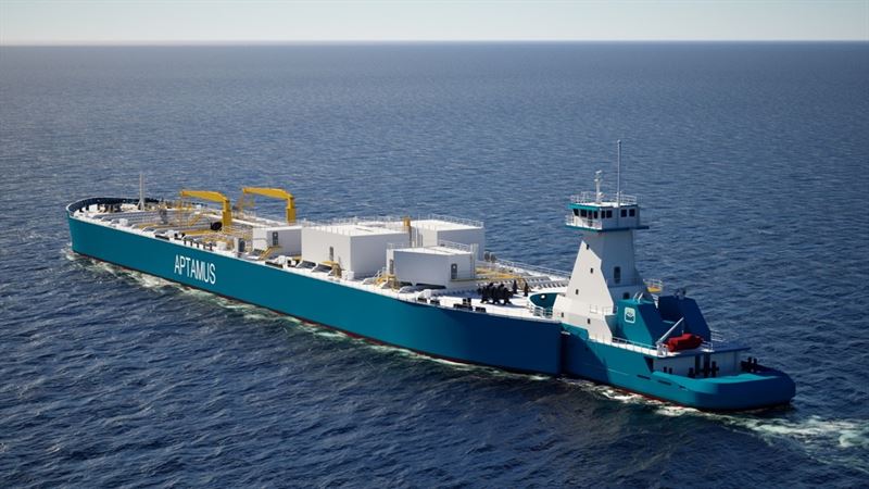 Rendering of the liquefied carbon dioxide (LCO2) barge