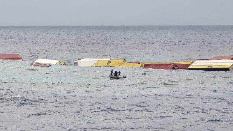 Containers from the sunken MSC ELSA 3