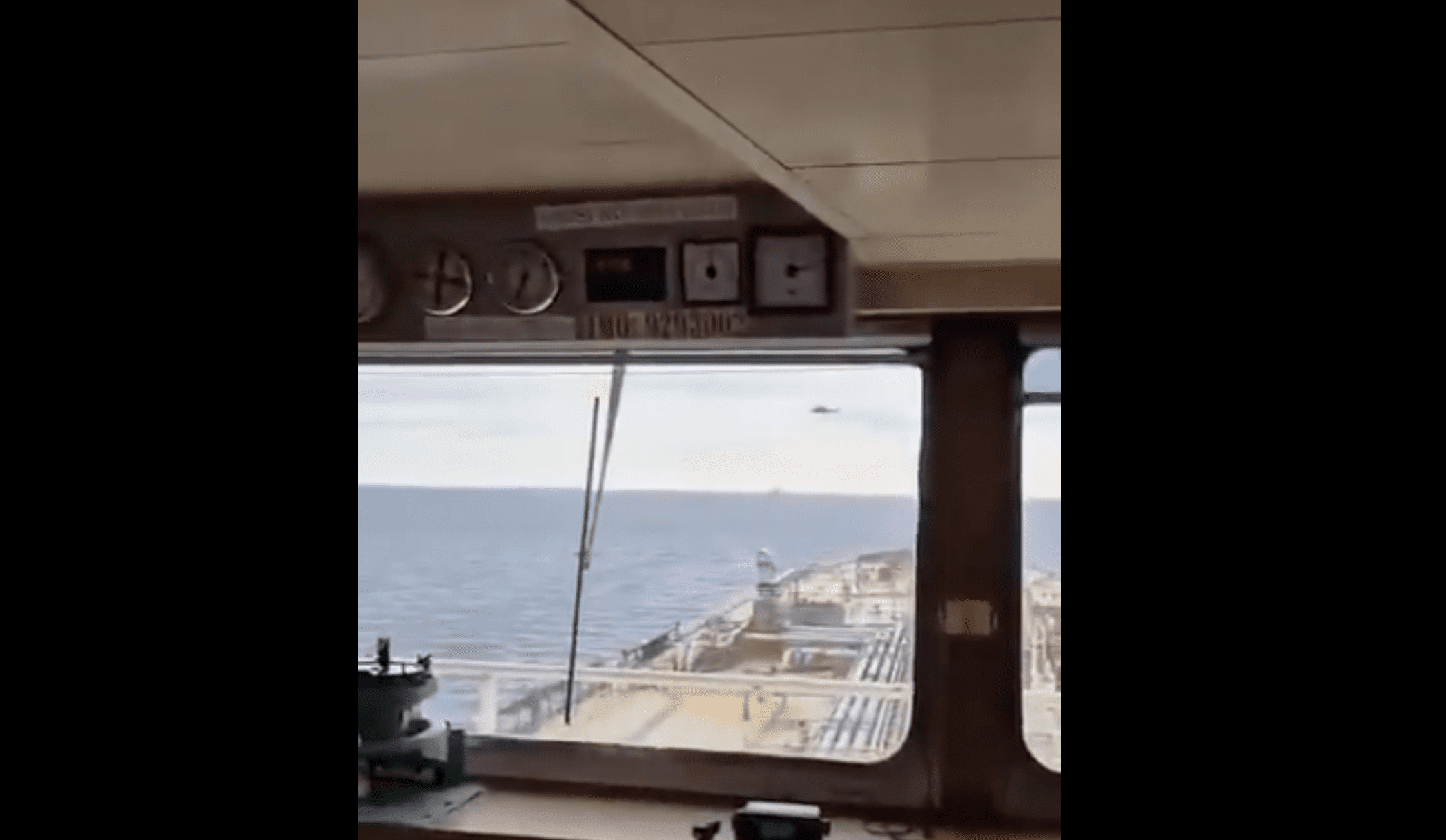 A screenshot of video allegedly taken from the bridge of the M/T Jaguar