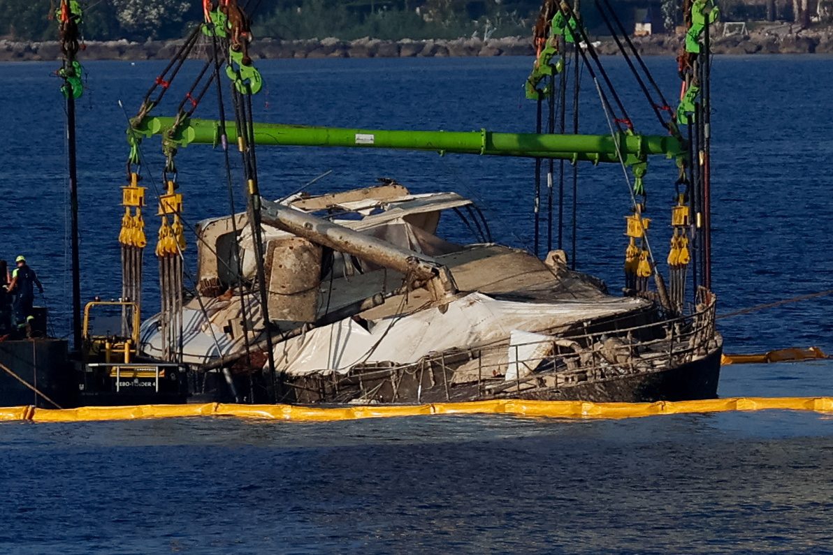 Recovery of Mike Lynch's sunken yacht 'Bayesian' from Sicilian waters