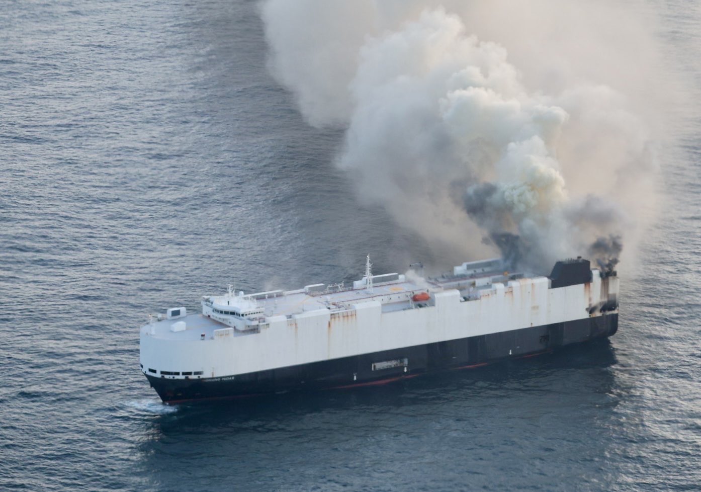 Photo shows the Morning Midas on fire