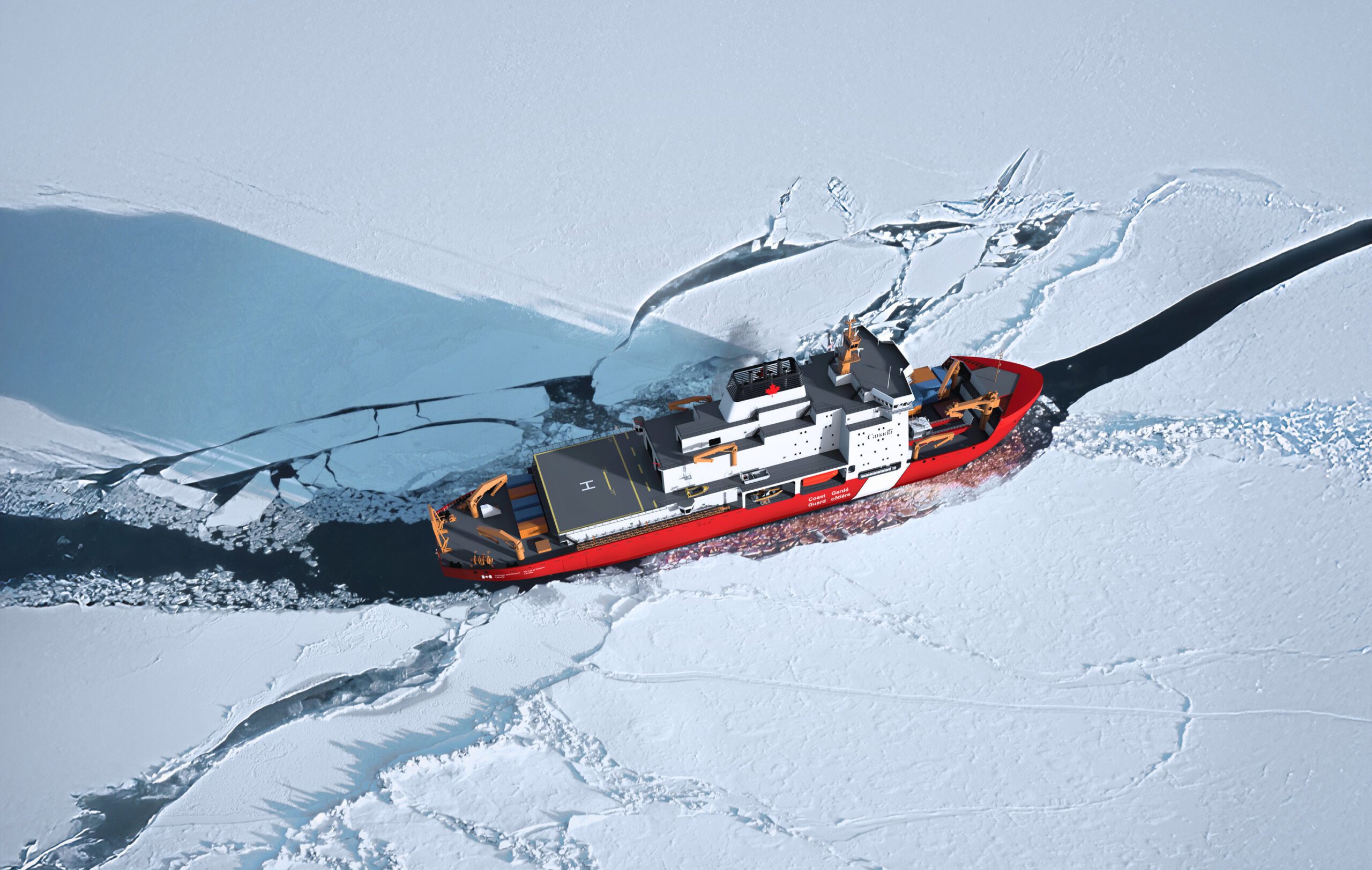 A rendering of the heavy polar icebreaker for the Canadian Coast Guard