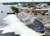 The USS Nantucket (LCS 27) is christened and launched at Fincantieri Marinette Marine