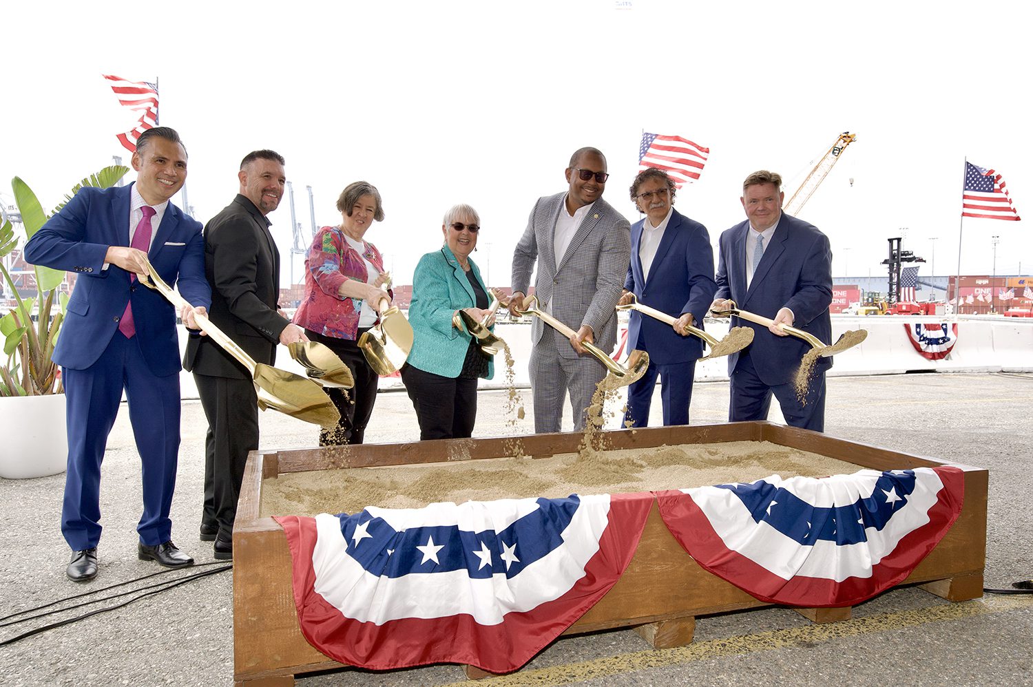 Breaking ground on a $365 million terminal expansion project at the ITS terminal at Pier G in the Port of Long Beach.