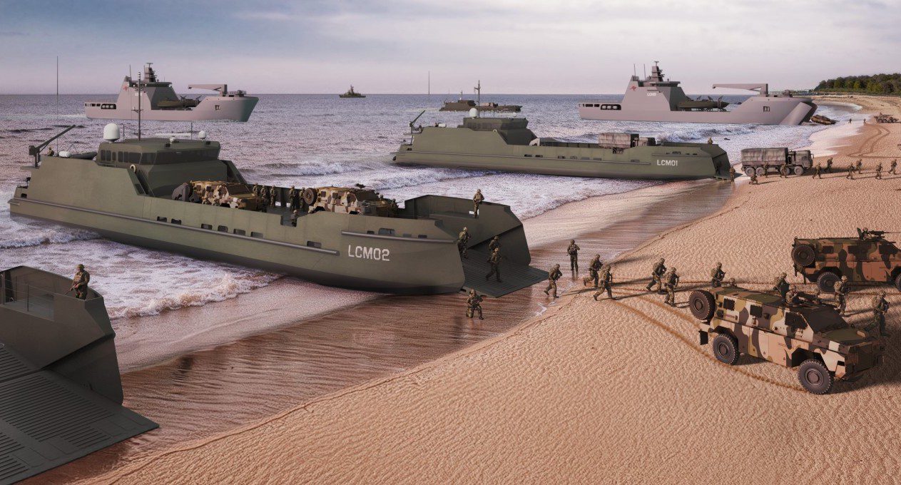 Landing Craft Medium beach scene illustration