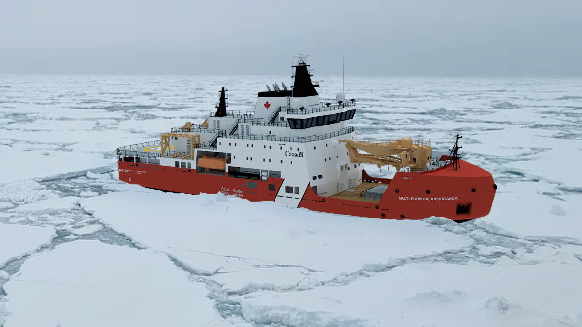 A mockup of the Canadian Coast Guard’s (CCG) Multi-Purpose Icebreakers (MPI)