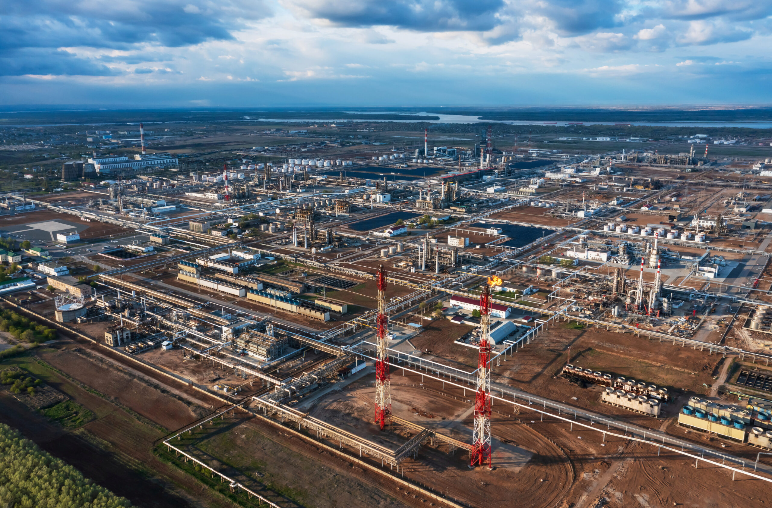 A general view shows Lukoil's oil refinery in Volgograd, Russia