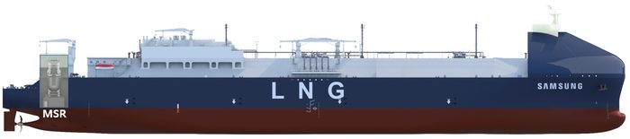 MSR-equipped nuclear-powered LNG carrier design illustration