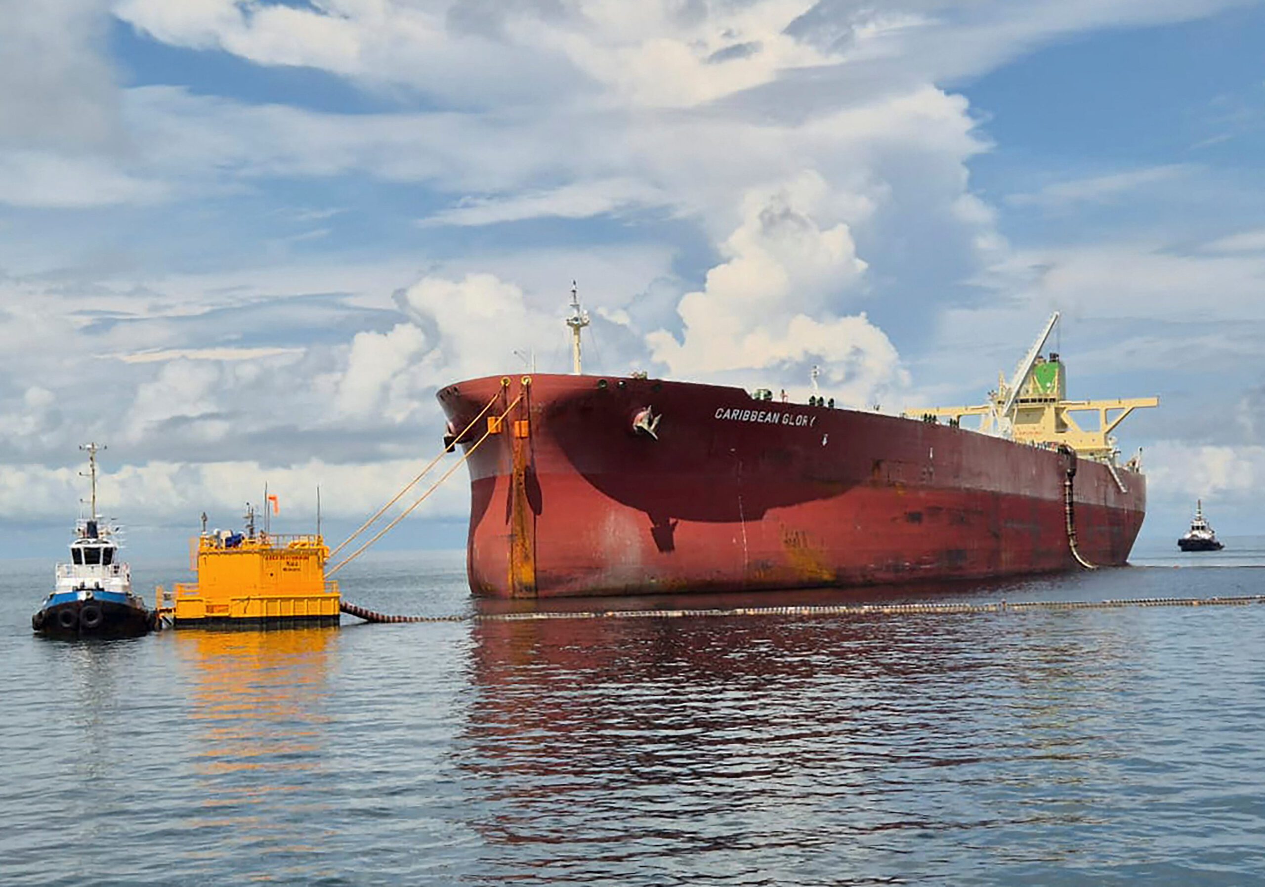 Panamanian-flagged Caribbean Glory vessel, loads crude oil at a TLU (Tanker Loading Unit) in the Gulf of Morrosquillo, in Covenas