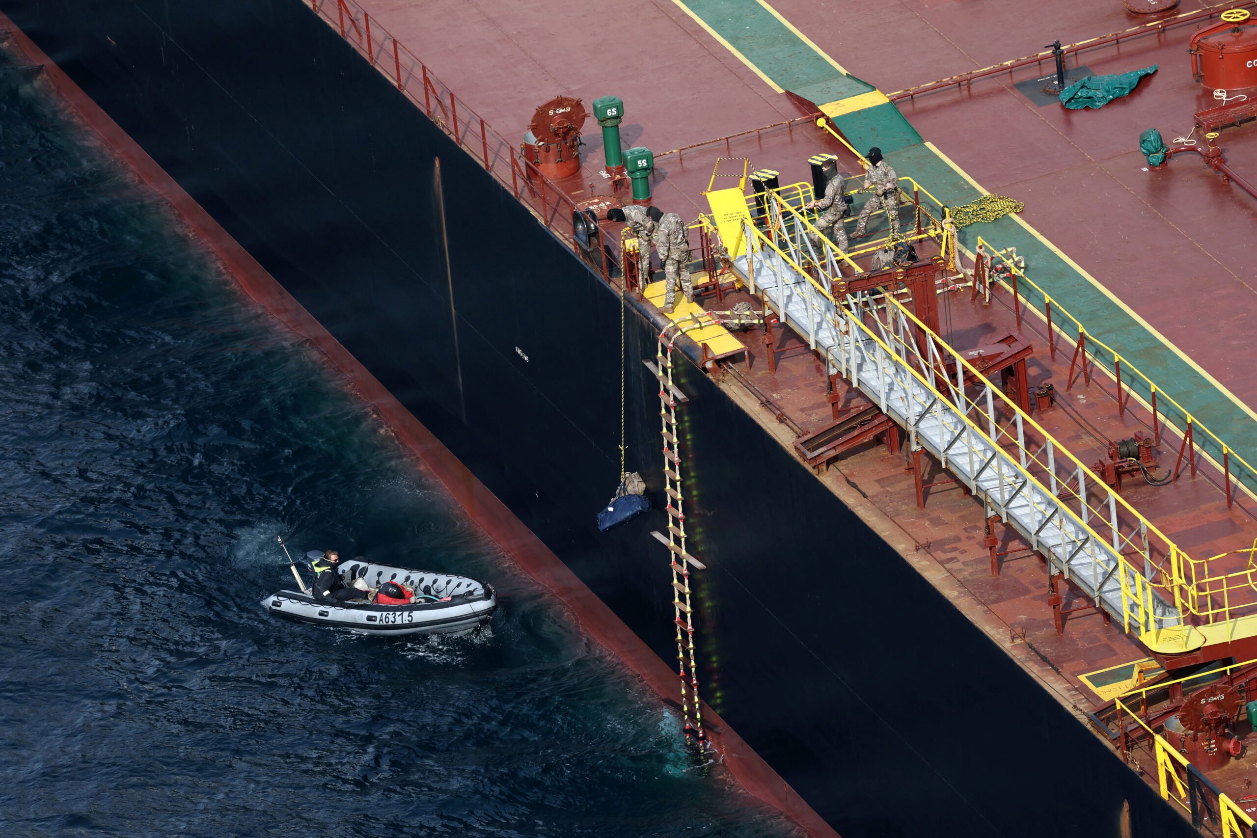 Aerial view of the vessel Boracay, off the coast of Saint-Nazaire