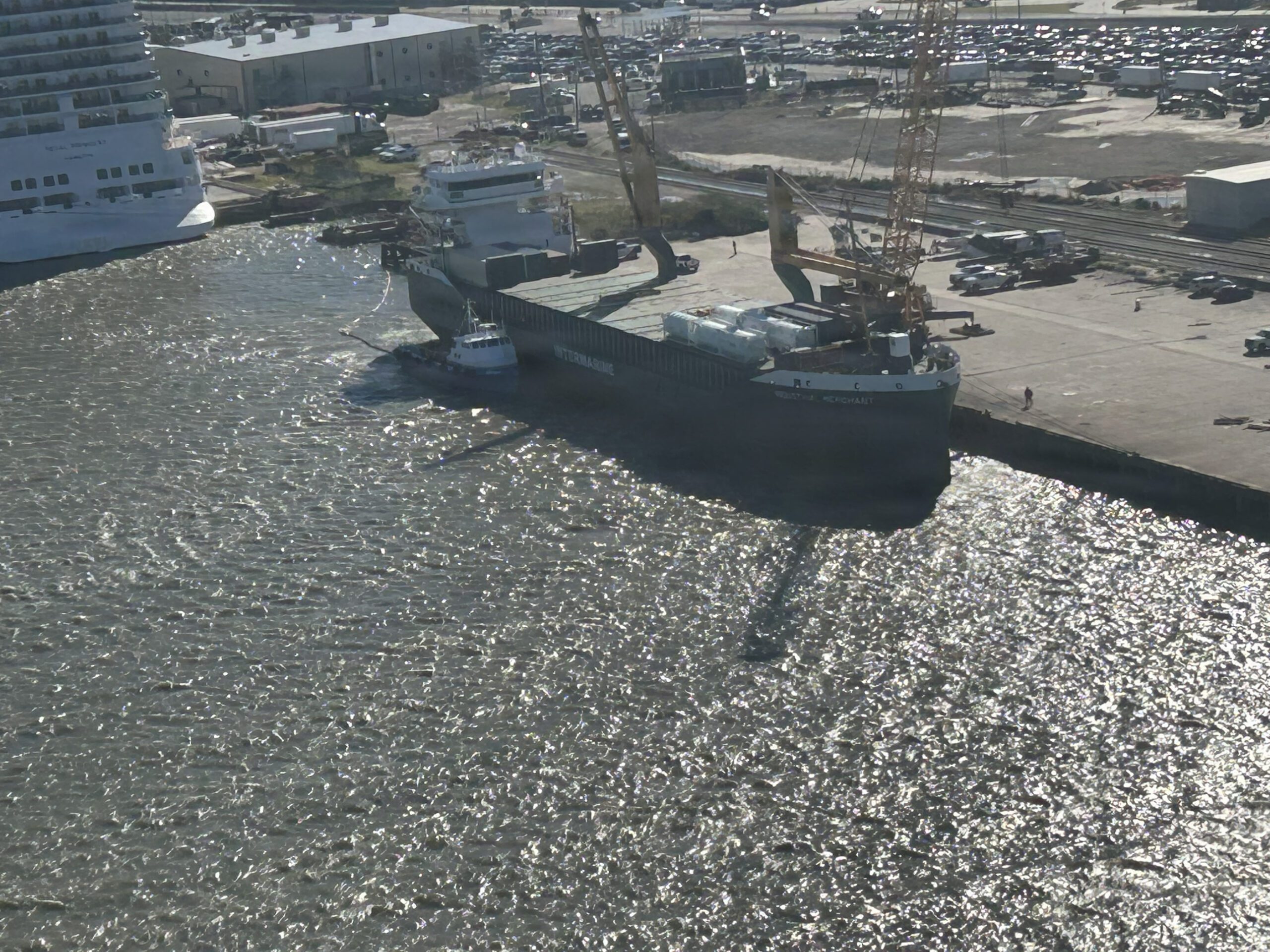 U.S. Coast Guard Air Station Houston flies over an oil spill near Galveston, Texas, Oct. 29, 2025