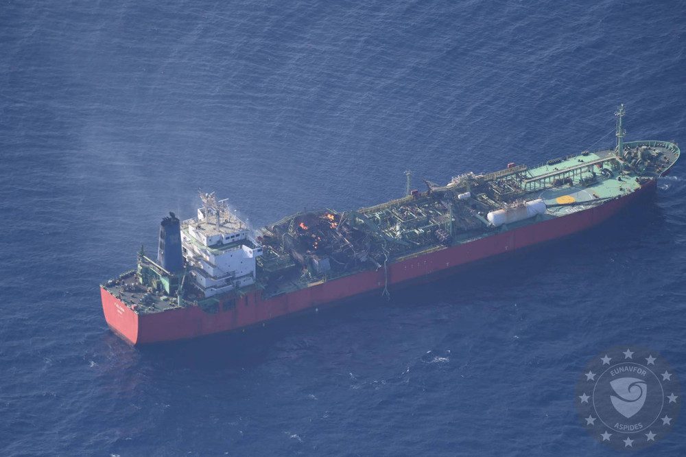 LPG tanker Falcon on fire in Gulf of Aden