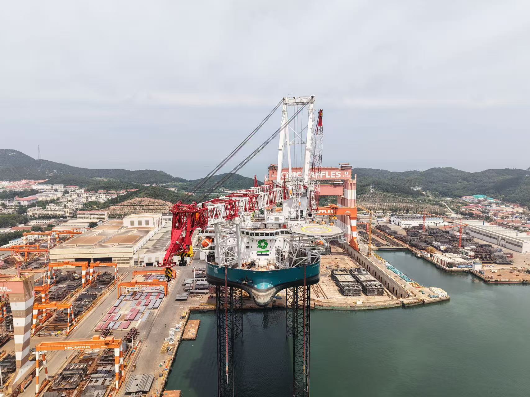 The offshore wind turbine installation vessel Norse Wind at the CIMC Raffles Shipyard