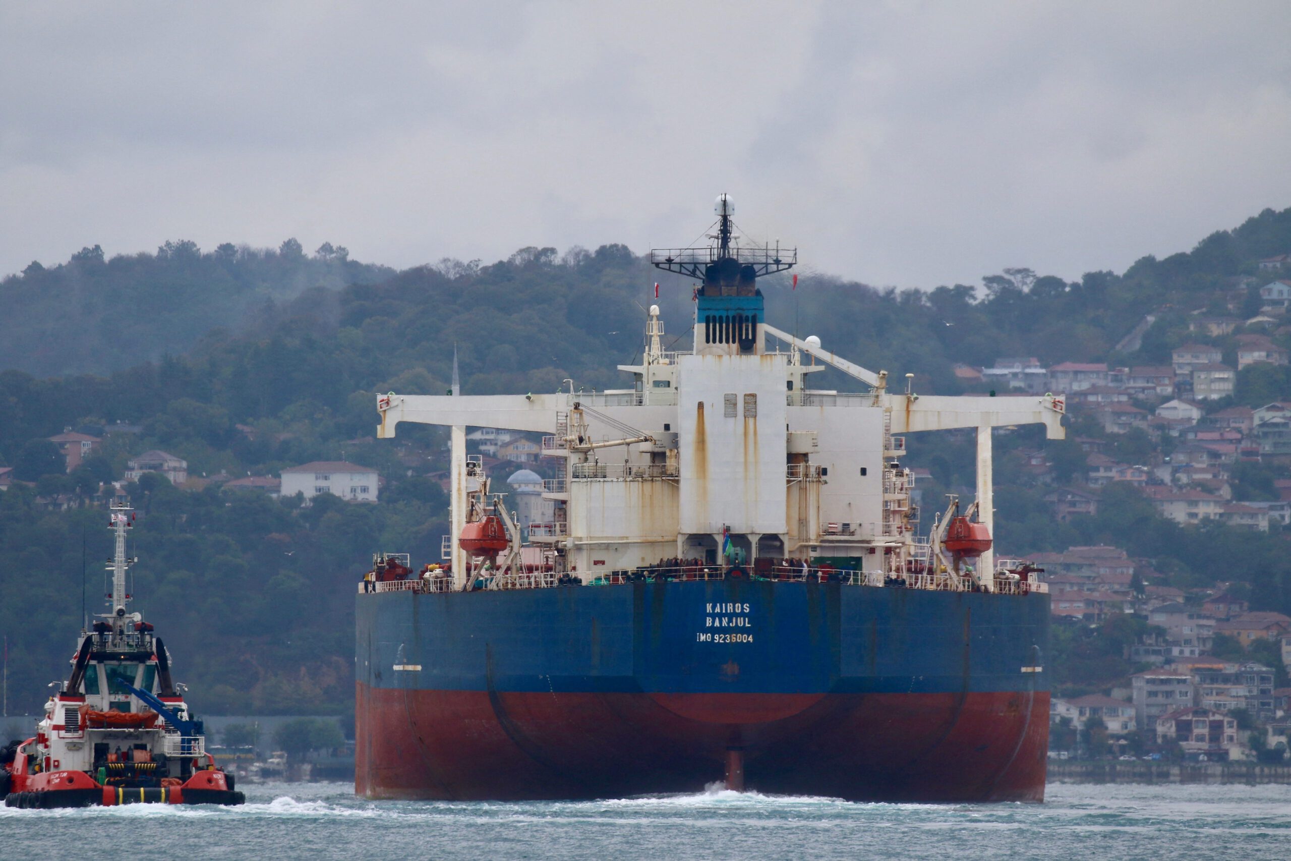 Gambian-flagged tanker Kairos transits the Bosphorus in Istanbul