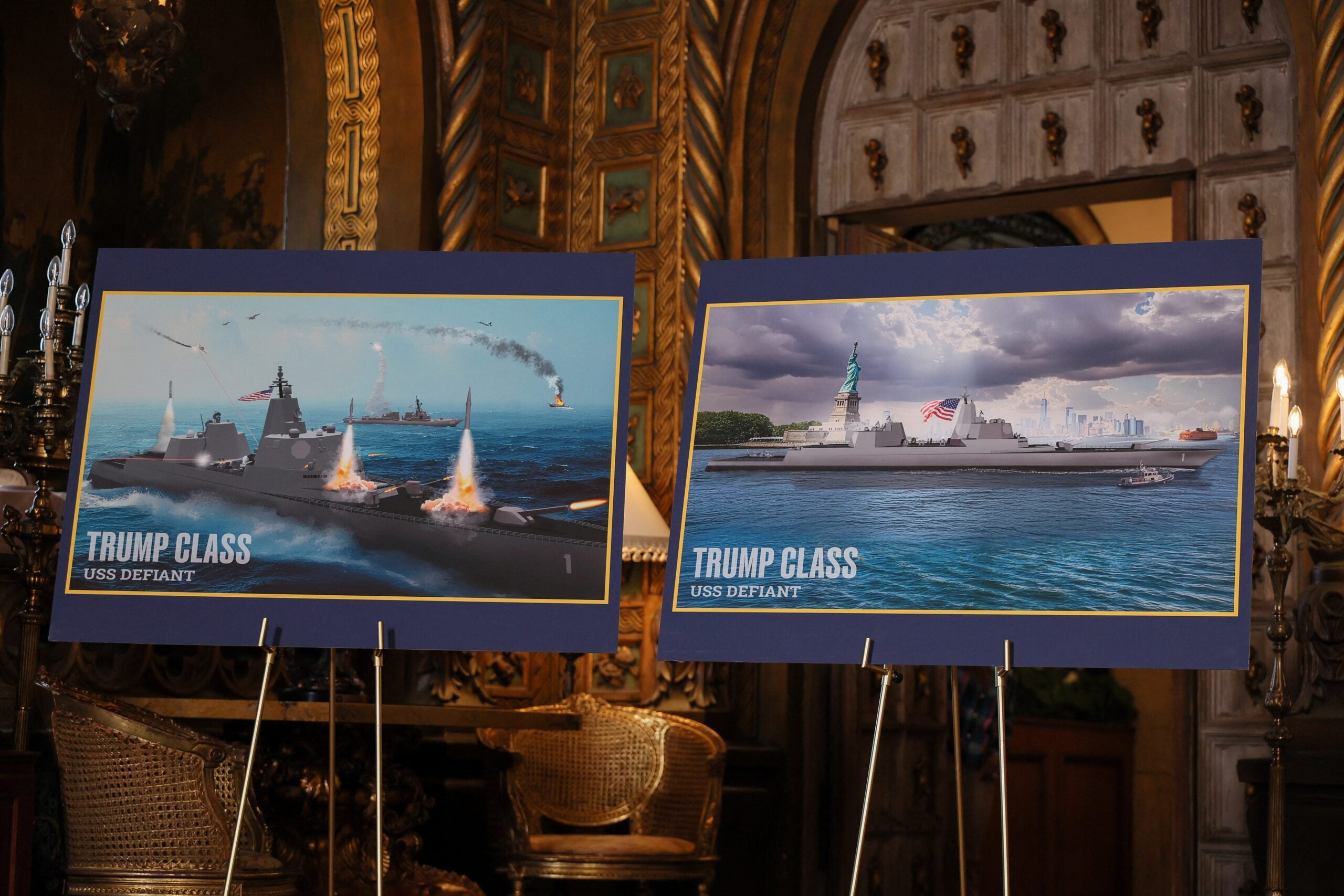 Renderings of 'Trump Class' USS Defiant are displayed