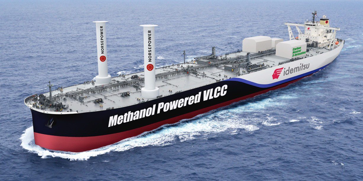 Illustration of VLCC with rotor sails installed