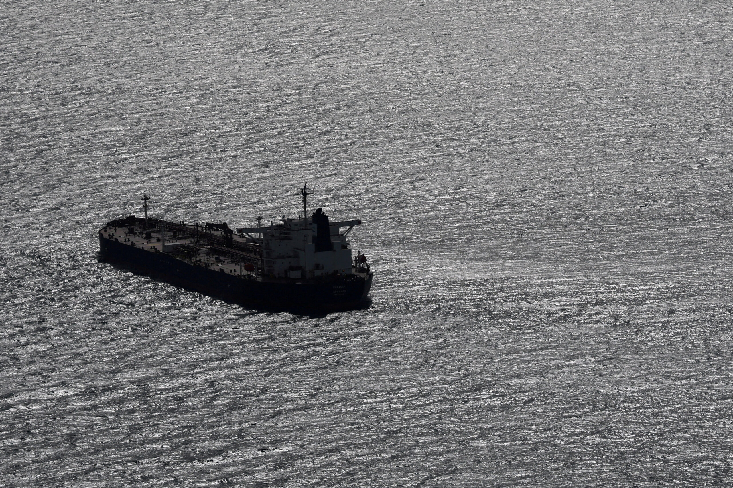Aerial view of the vessel Boracay, off the coast of Saint-Nazaire