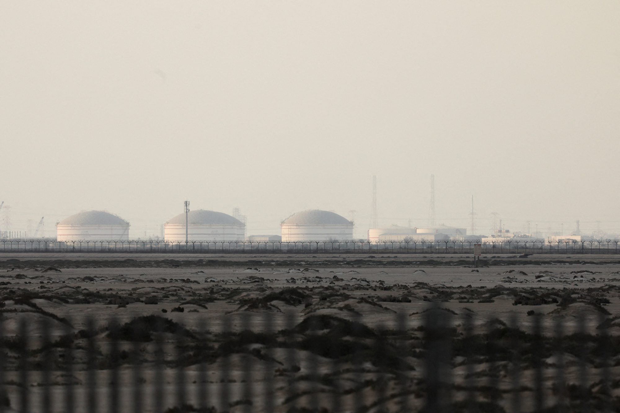 QatarEnergy's liquefied natural gas (LNG) production facilities, amid the U.S.-Israeli conflict with Iran, in Ras Laffan Industrial City, Qatar