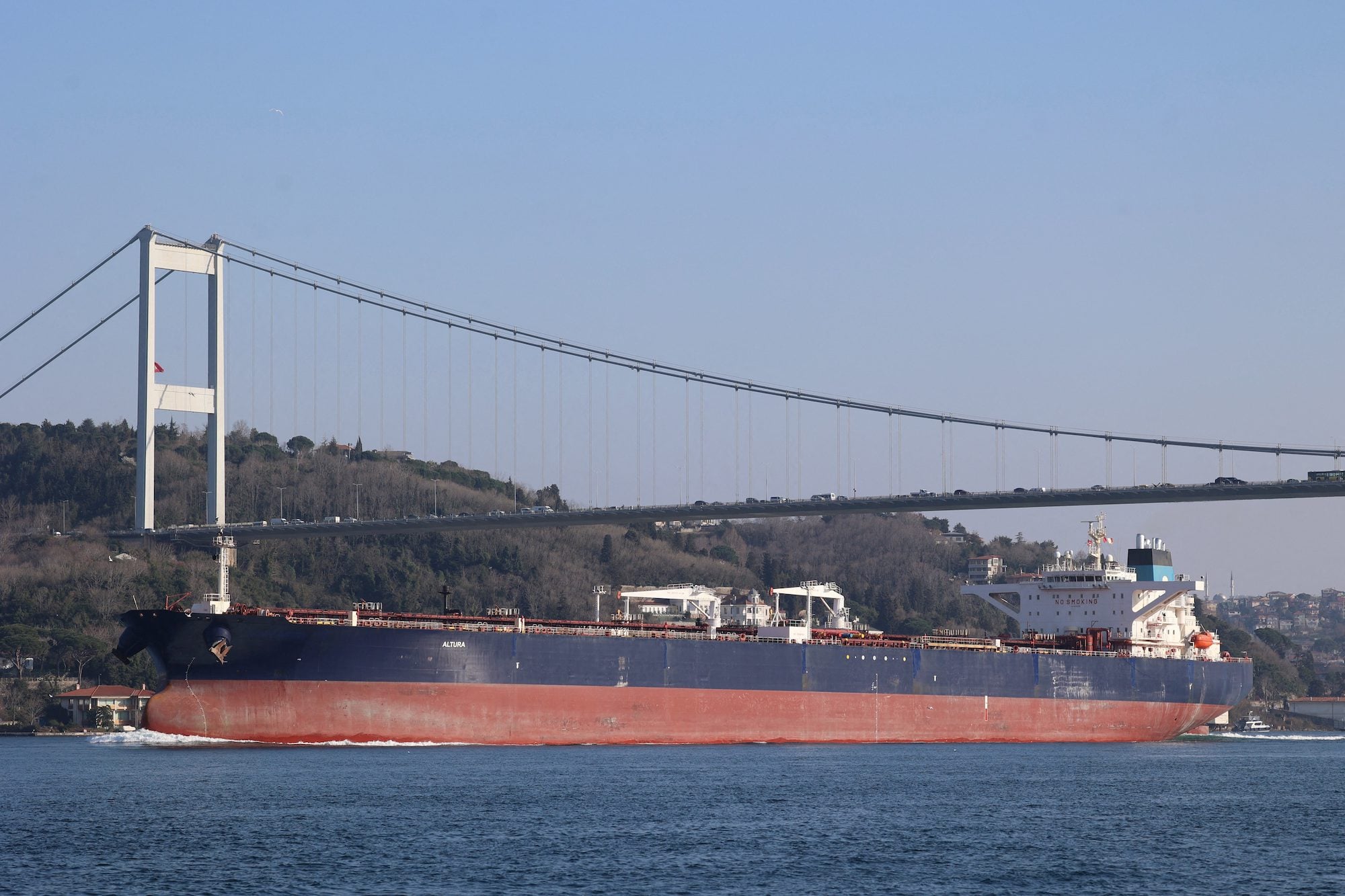 Altura, a Turkish-owned crude oil tanker, transits the Bosphorus in Istanbul, Turkey, March 16, 2026