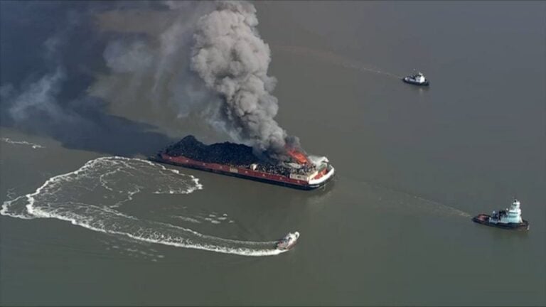 Coast Guard Responds to Barge Fire Delaware Bay | gCaptain