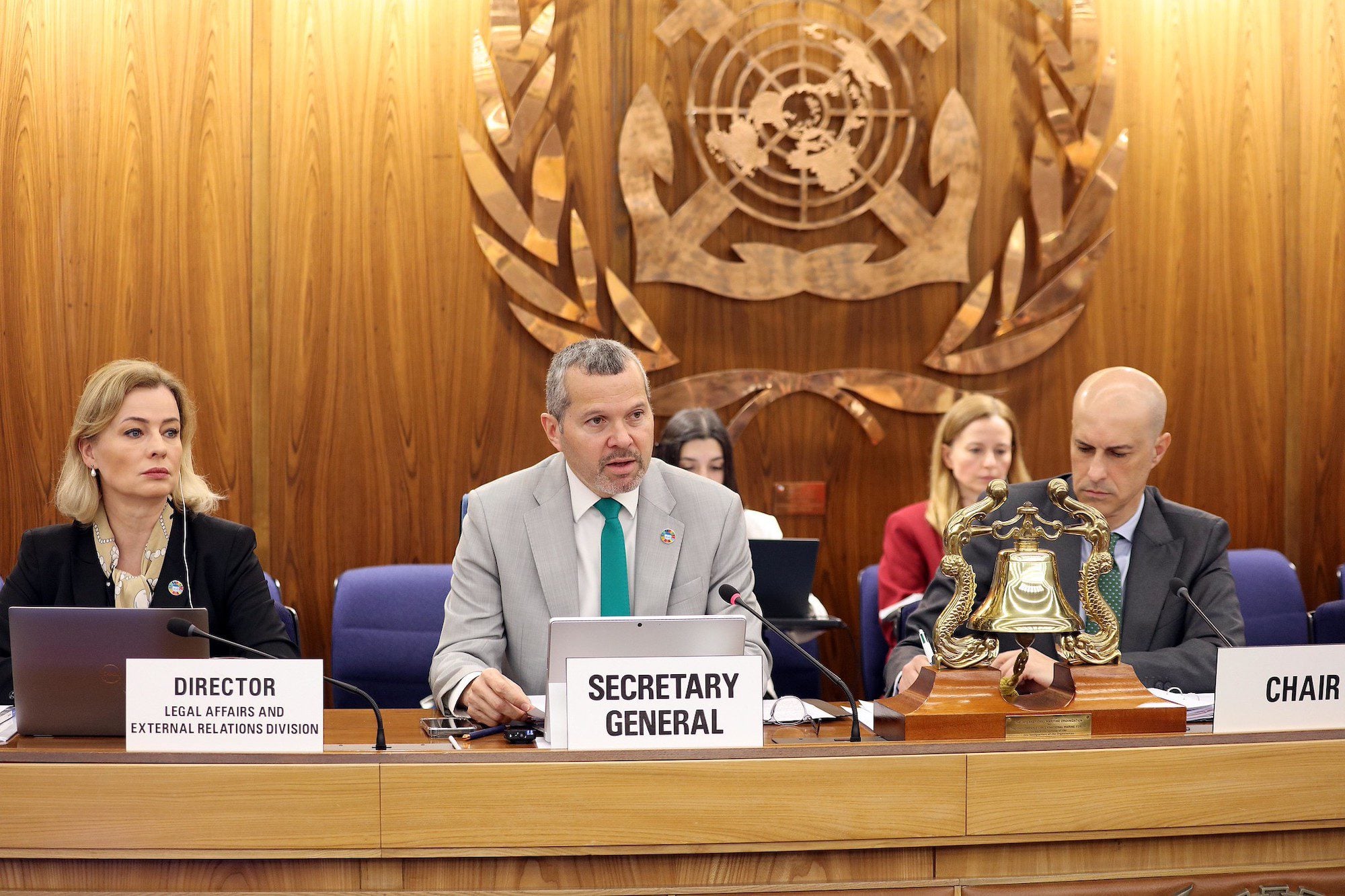 IMO Secretary-General Arsenio Dominguez speaks at the 36th Extraordinary IMO Council session in London addressing threats to shipping in the Strait of Hormuz