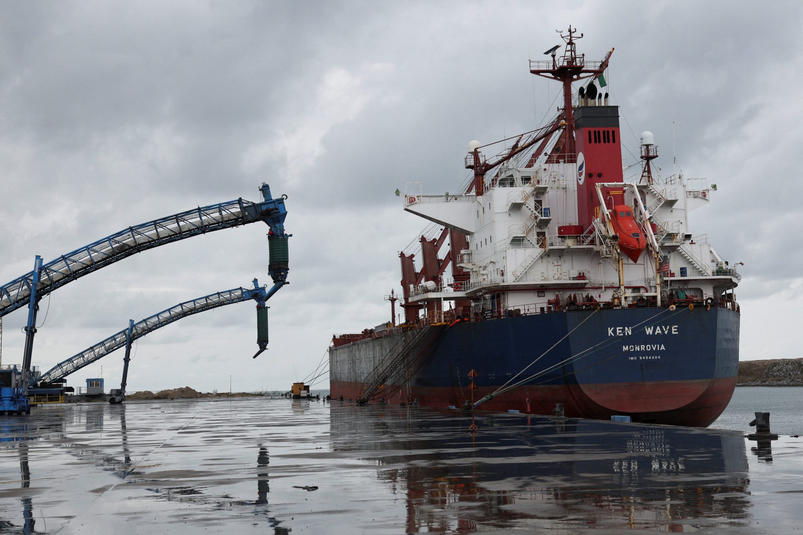 A view of the loading and discharging point at the Dangote refinery plant in Lagos, Nigeria