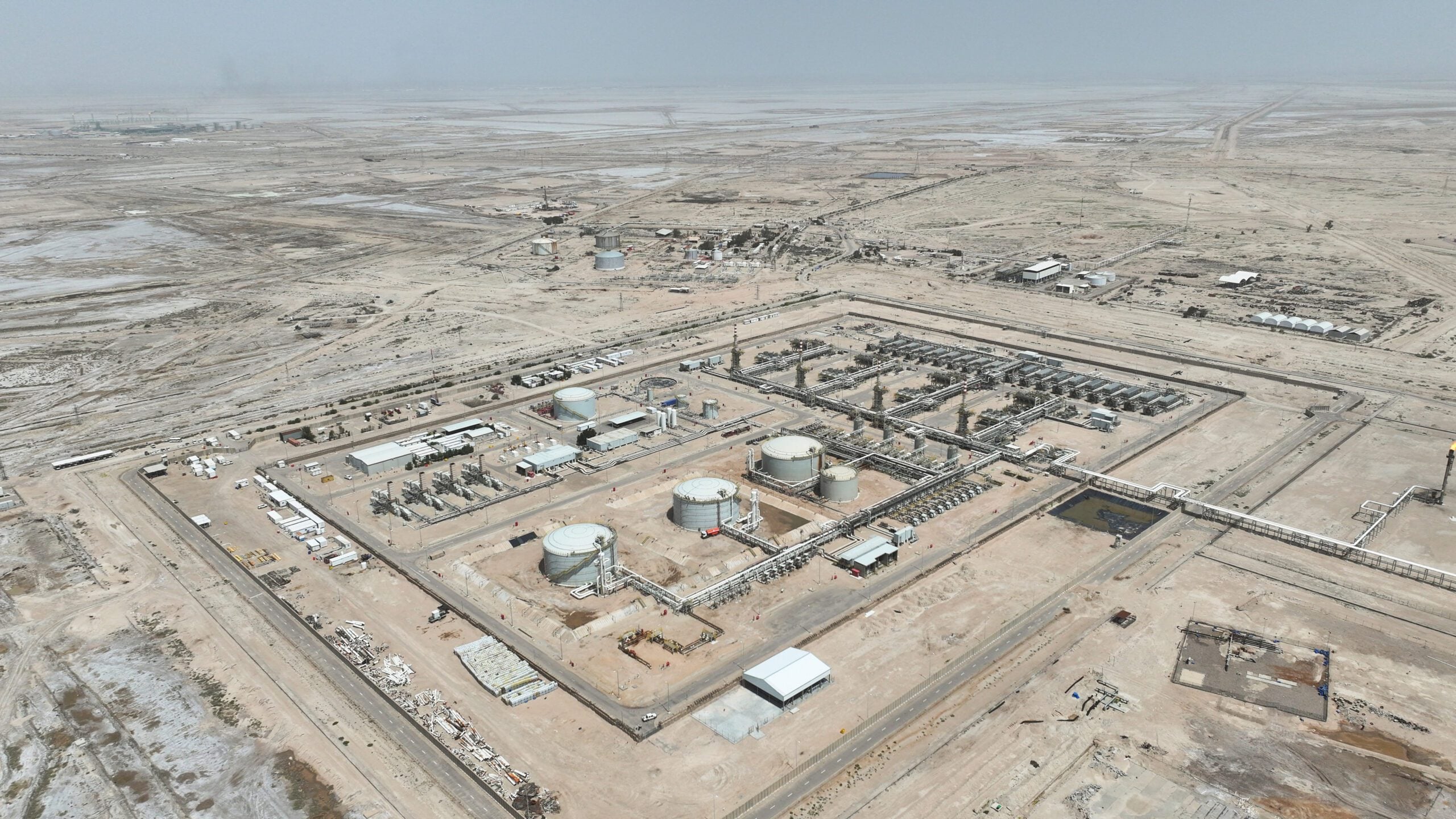 A drone view shows the Zubair Oil Field in Basra