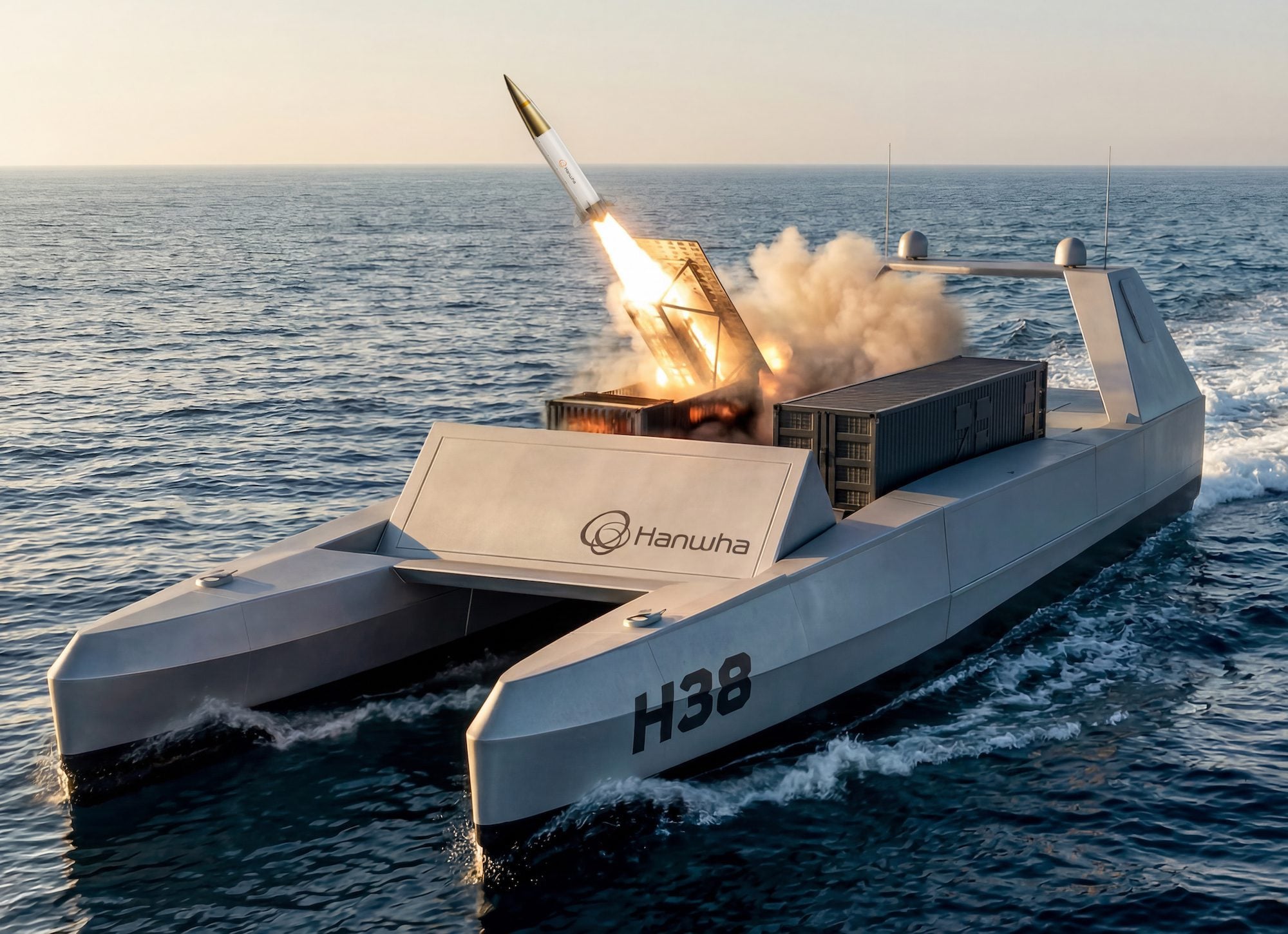 Magnet Defense's flagship MUSV, the M48, has a range of 17,000 nautical miles, making it the longest range of any MUSV at sea today. Image courtesy Hanwha Defense/Magnet Defense