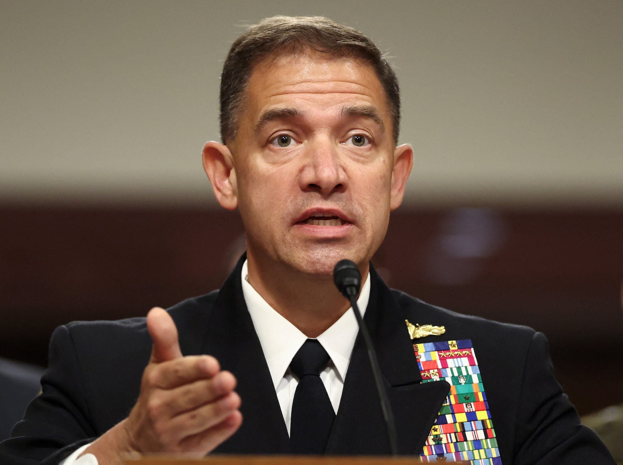 U.S. CENTCOM Commander Admiral Brad Cooper testifies before the Senate Armed Services Committee on "The Posture of the U.S. Central Command and U.S. Africa Command in Review" on Capitol Hill in Washington, D.C., U.S., May 14, 2026