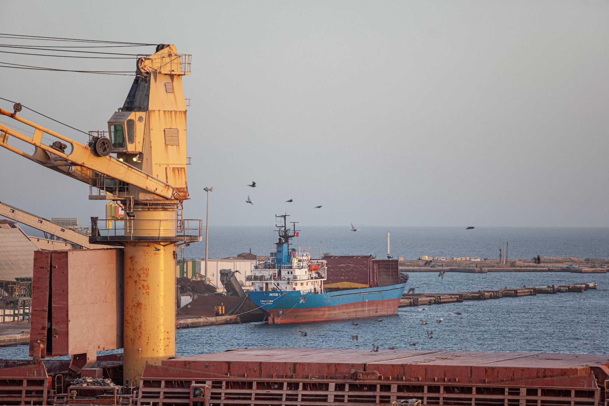 At the Port of Gabes, cargo ships load phosphate, an ingredient in agricultural fertilizers.