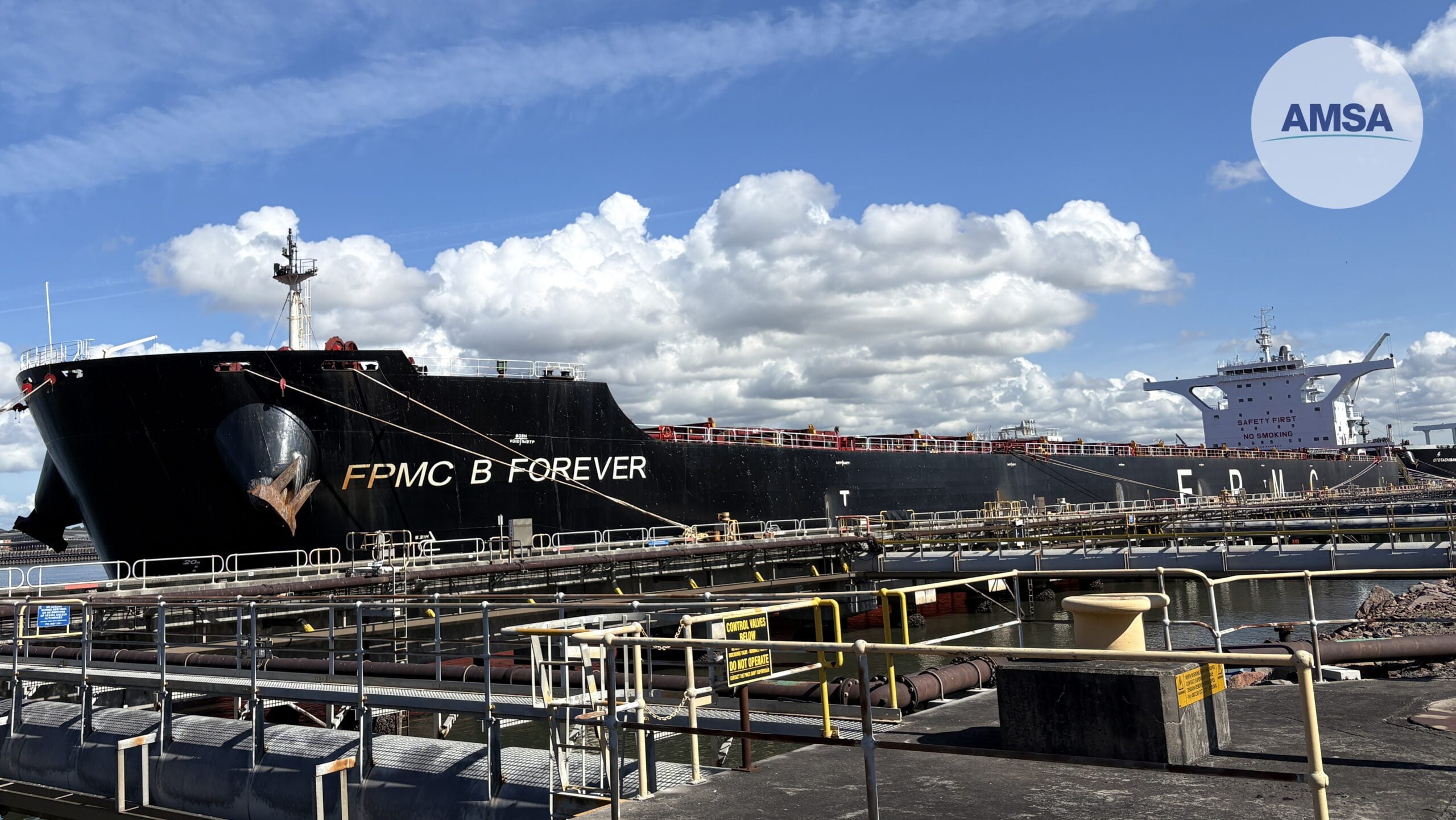 Liberia-flagged tanker FPMC B Forever docked at the Port of Newcastle in Australia during an Australian Maritime Safety Authority inspection that led to the vessel’s detention over crew underpayment violations.