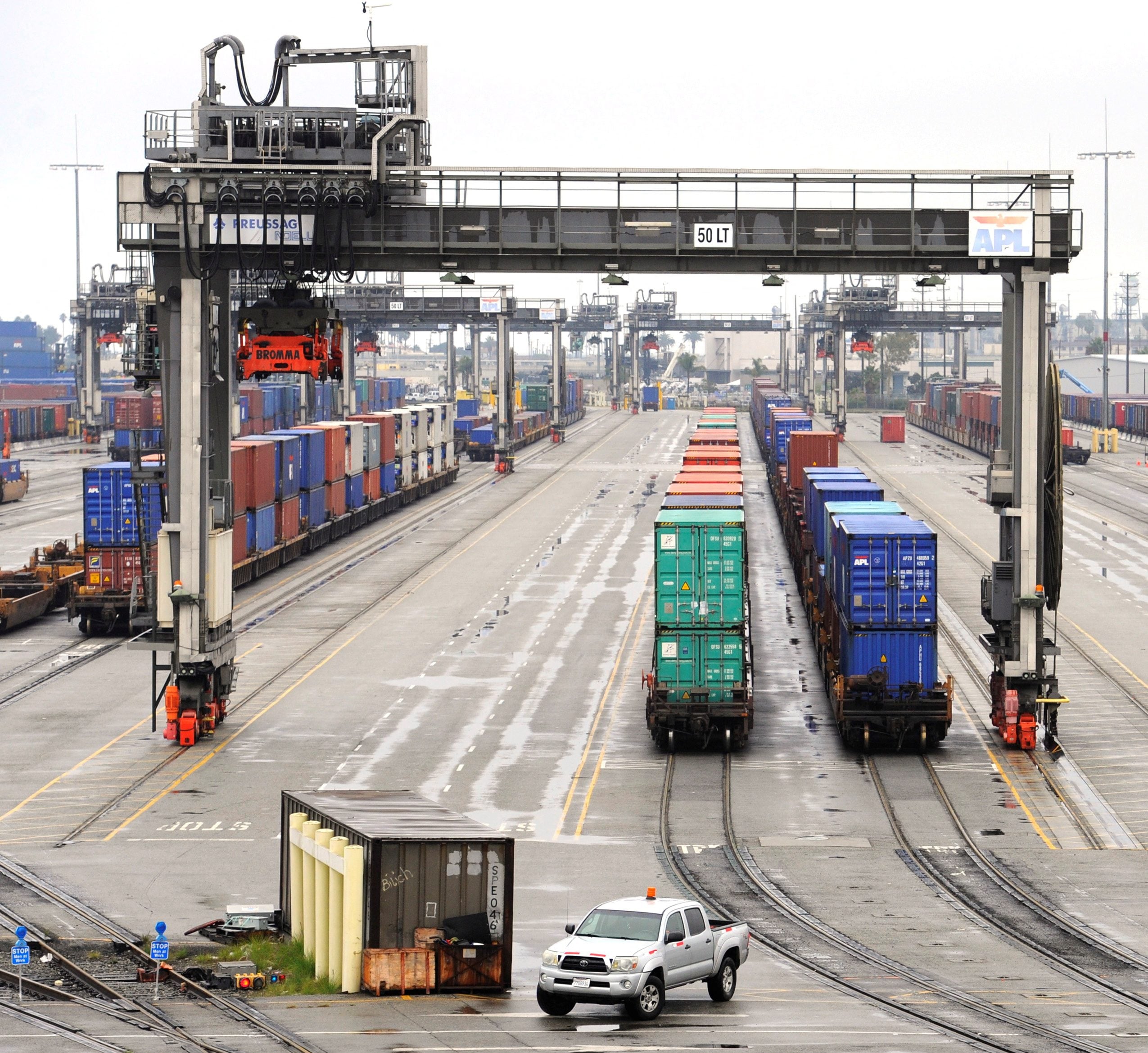 A general view of the Port of Los Angeles, California.
